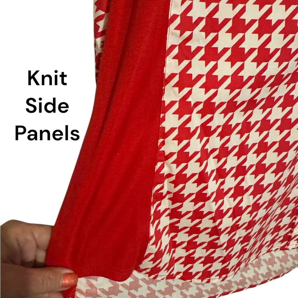 NWT RED/WHITE HOUNDSTOOTH BUTTON DOWN SHIRT LARGE #CL - Picture 3 of 8